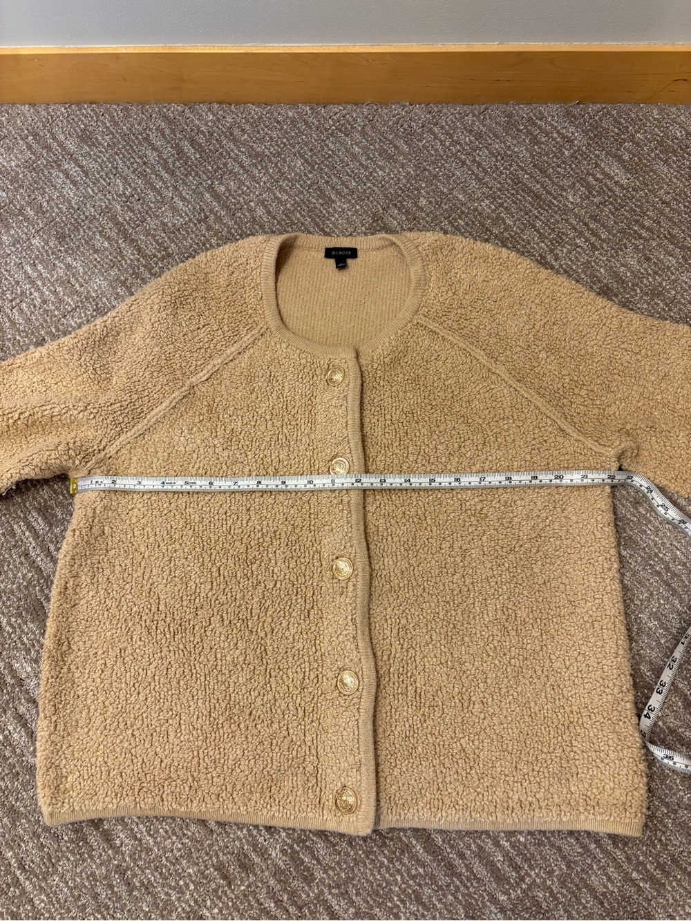Talbots Boucle Teddy Bear Cardigan Sweater With Gold Buttons | Size Large - Picture 5 of 11